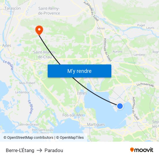 Berre-L'Étang to Paradou map