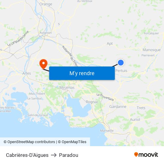 Cabrières-D'Aigues to Paradou map