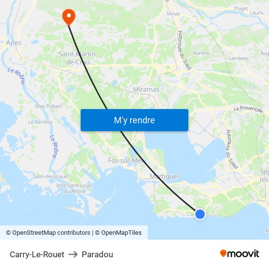 Carry-Le-Rouet to Paradou map