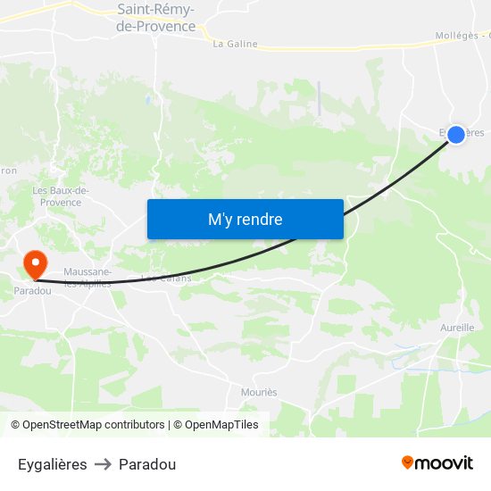 Eygalières to Paradou map