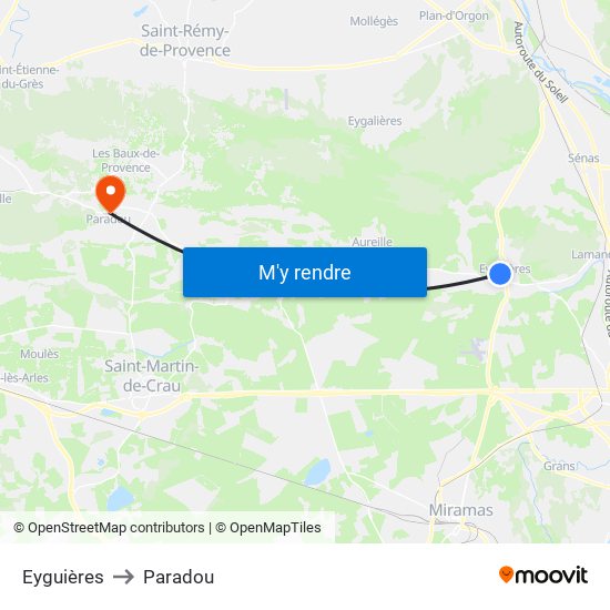 Eyguières to Paradou map