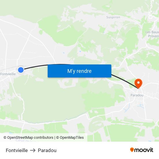 Fontvieille to Paradou map