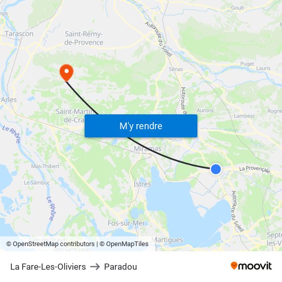 La Fare-Les-Oliviers to Paradou map