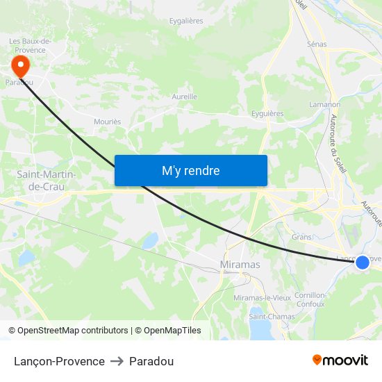Lançon-Provence to Paradou map