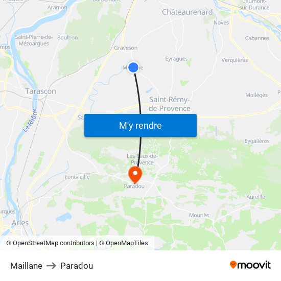 Maillane to Paradou map