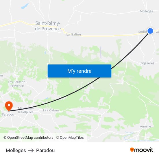 Mollégès to Paradou map