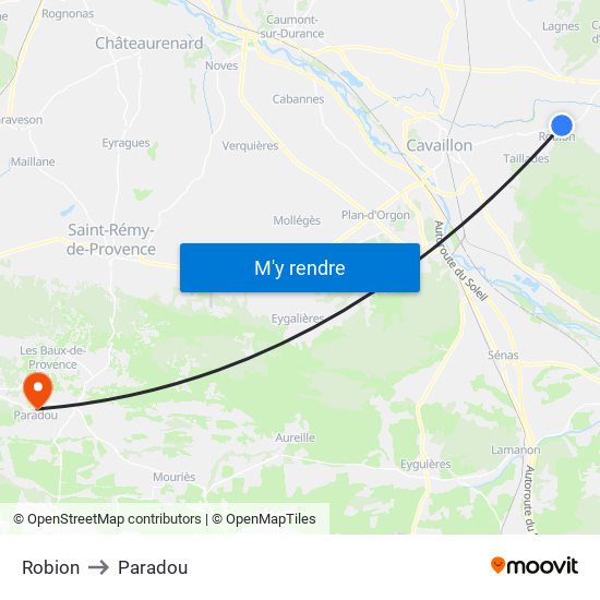 Robion to Paradou map