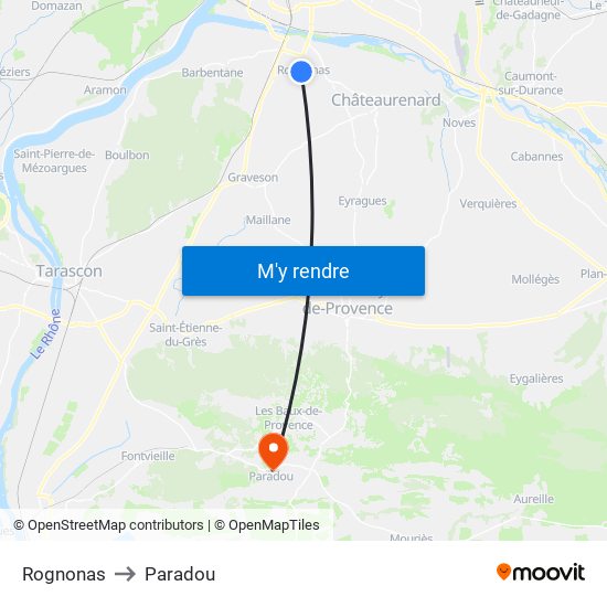 Rognonas to Paradou map