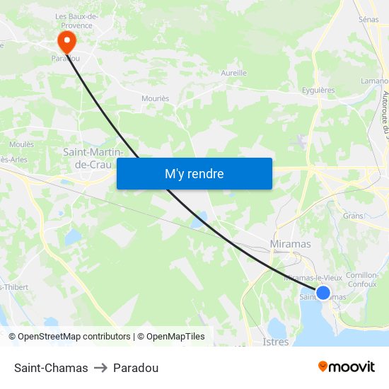Saint-Chamas to Paradou map