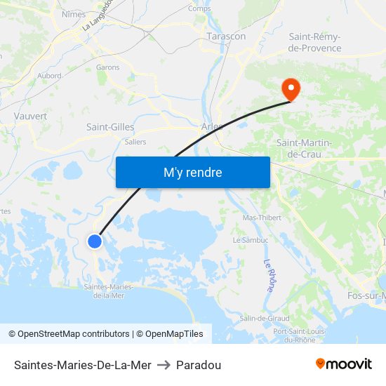 Saintes-Maries-De-La-Mer to Paradou map
