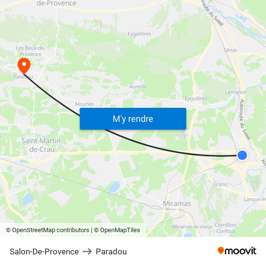Salon-De-Provence to Paradou map