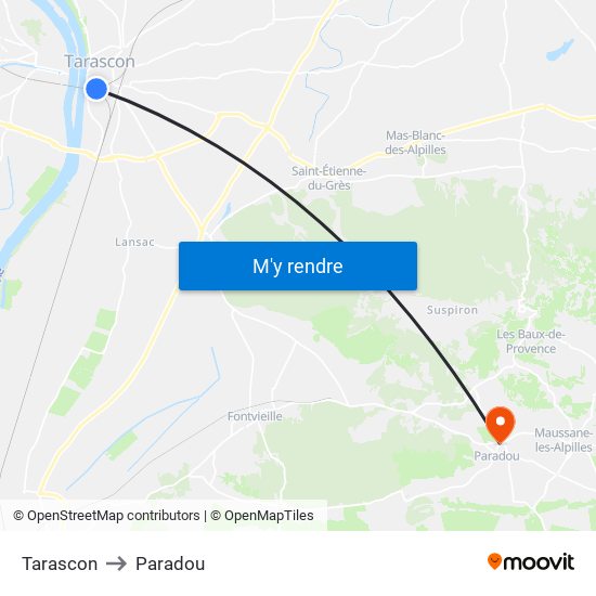 Tarascon to Paradou map