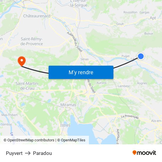 Puyvert to Paradou map