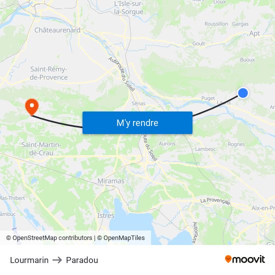 Lourmarin to Paradou map