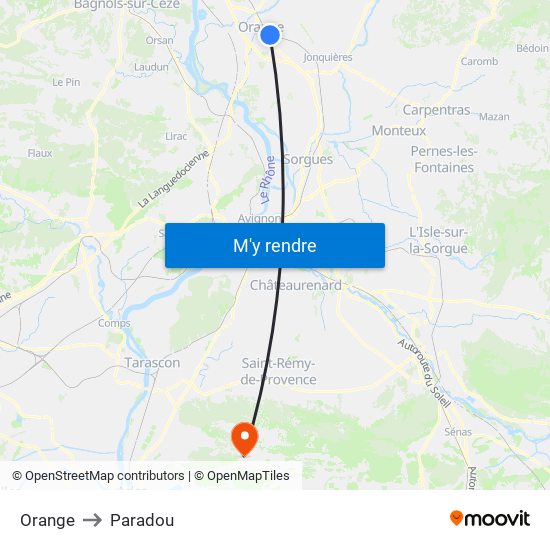 Orange to Paradou map