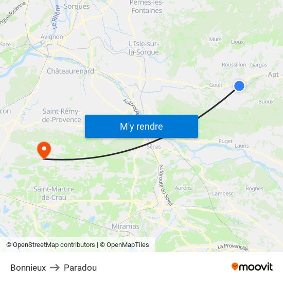 Bonnieux to Paradou map