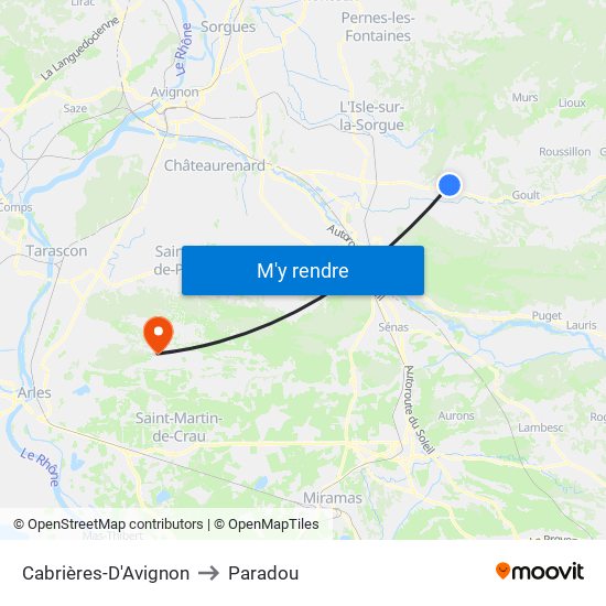 Cabrières-D'Avignon to Paradou map