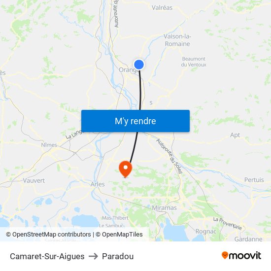 Camaret-Sur-Aigues to Paradou map