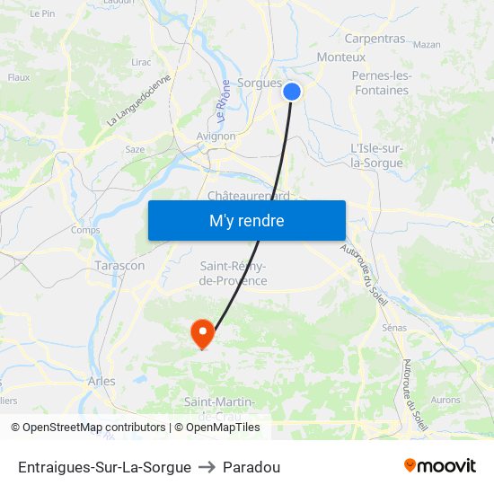 Entraigues-Sur-La-Sorgue to Paradou map