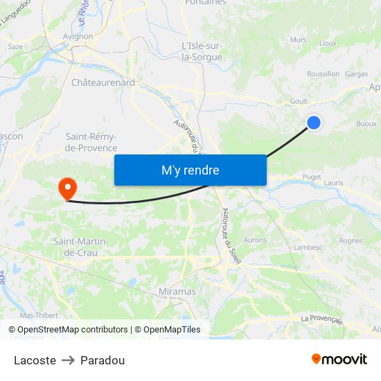 Lacoste to Paradou map
