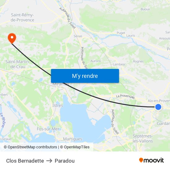 Clos Bernadette to Paradou map