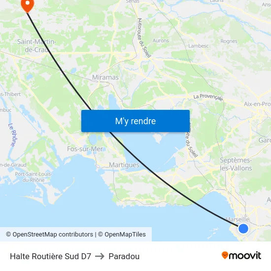 Halte Routière Sud D7 to Paradou map