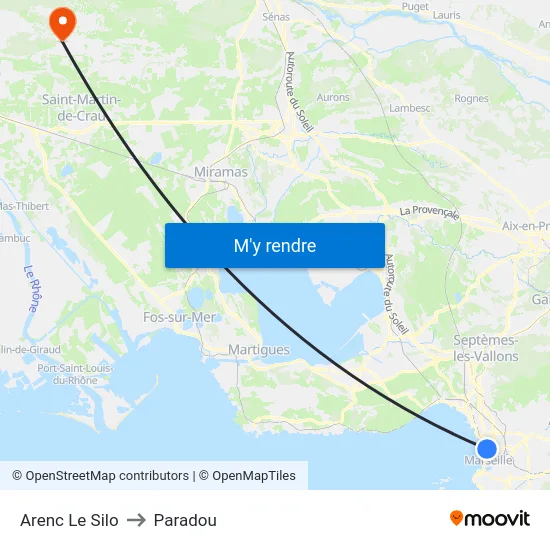 Arenc Le Silo to Paradou map