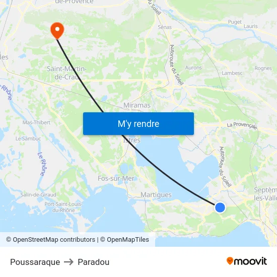 Poussaraque to Paradou map