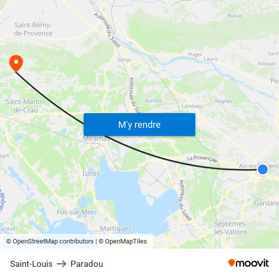 Saint-Louis to Paradou map