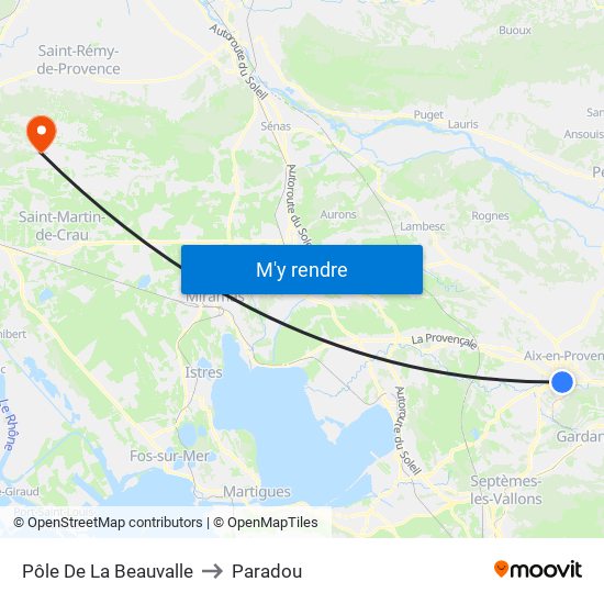 Pôle De La Beauvalle to Paradou map