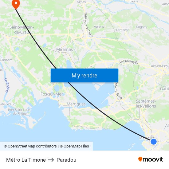 Métro La Timone to Paradou map