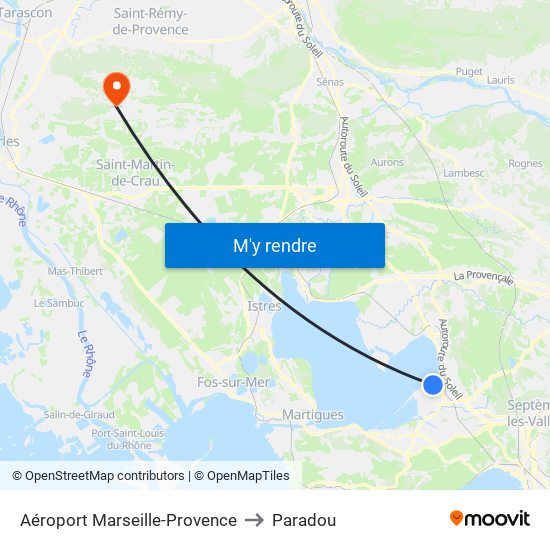 Aéroport Marseille-Provence to Paradou map