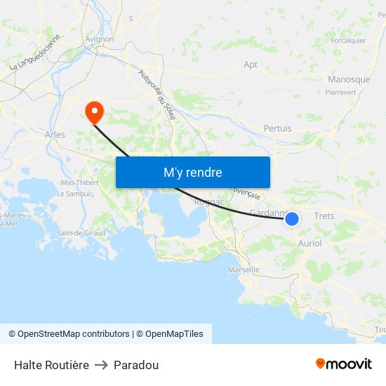Halte Routière to Paradou map