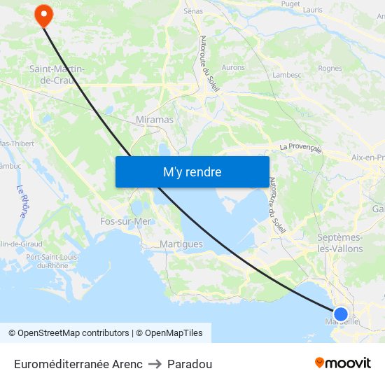 Euroméditerranée Arenc to Paradou map