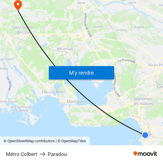 Métro Colbert to Paradou map