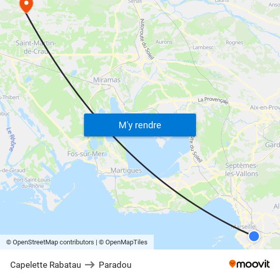 Capelette Rabatau to Paradou map