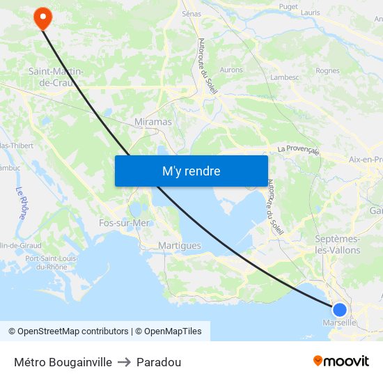 Métro Bougainville to Paradou map