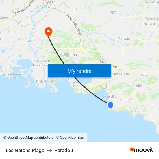Bowl Du Prado to Paradou map