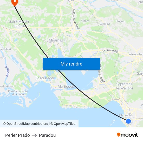 Périer Prado to Paradou map
