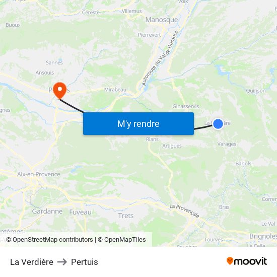 La Verdière to Pertuis map