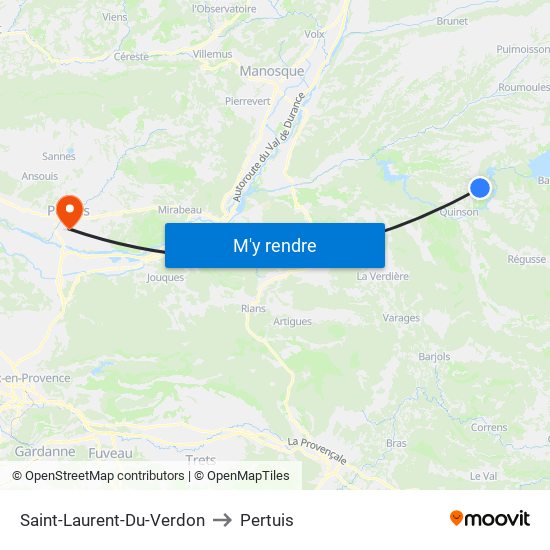 Saint-Laurent-Du-Verdon to Pertuis map