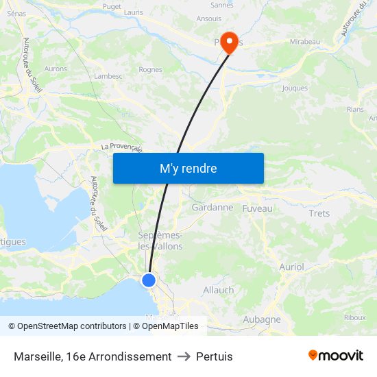 Marseille, 16e Arrondissement to Pertuis map