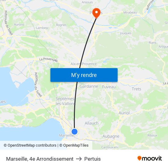 Marseille, 4e Arrondissement to Pertuis map