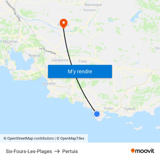 Six-Fours-Les-Plages to Pertuis map