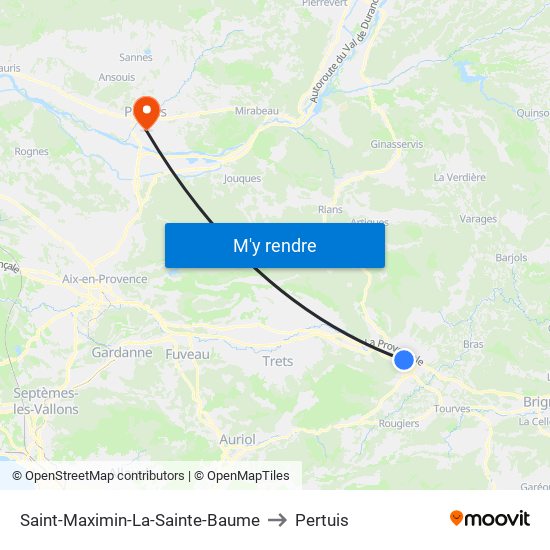 Saint-Maximin-La-Sainte-Baume to Pertuis map