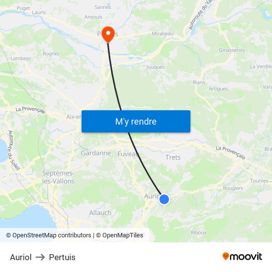 Auriol to Pertuis map