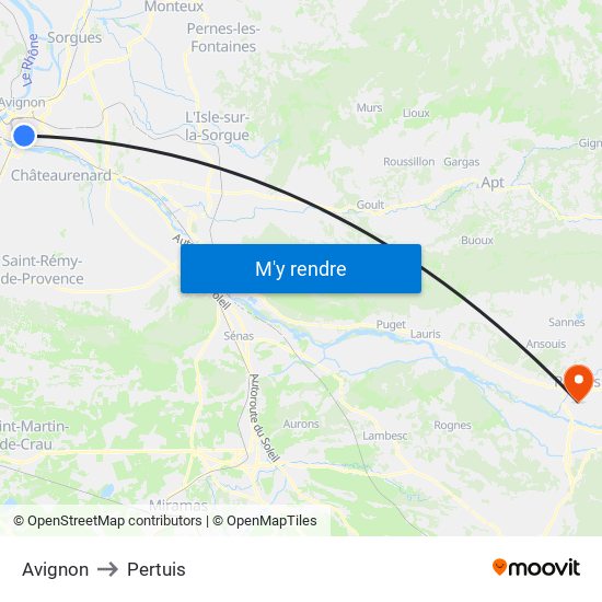 Avignon to Pertuis map