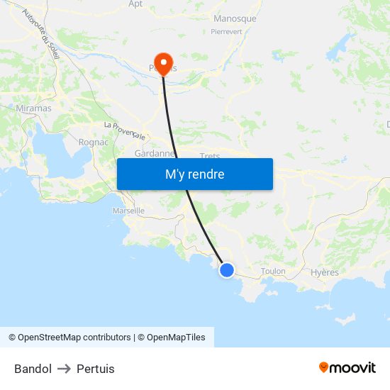 Bandol to Pertuis map