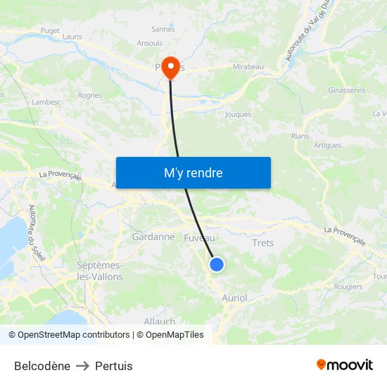 Belcodène to Pertuis map