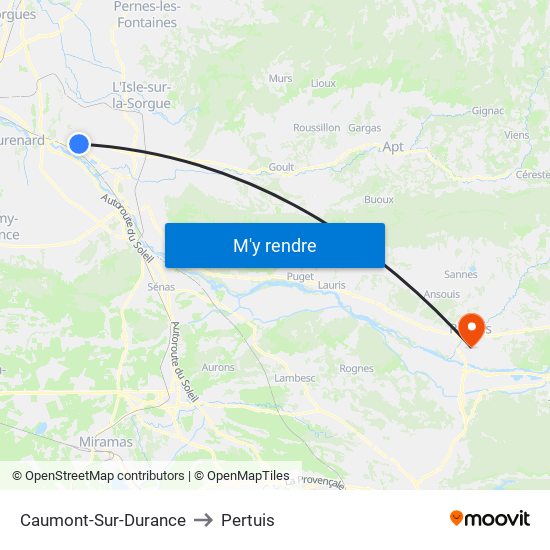 Caumont-Sur-Durance to Pertuis map